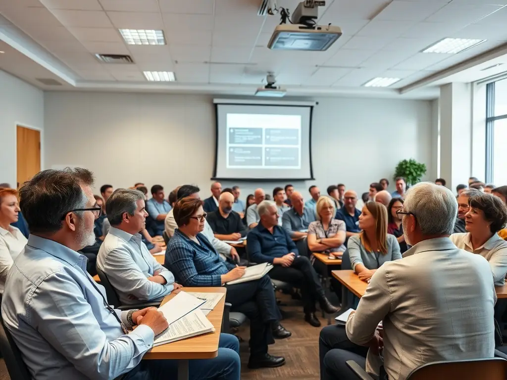 A classroom setting where participants are attending an educational seminar, with a focus on knowledge sharing and lifelong learning, reflecting the organization's dedication to providing accessible educational resources to the community.